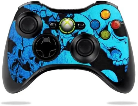 MightySkins Skin Compatible with Microsoft Xbox 360 Controller – Blue Skulls | Protective, Durable, and Unique Vinyl Decal wrap Cover | Easy to Apply, Remove, and Change Styles | Made in The USA
