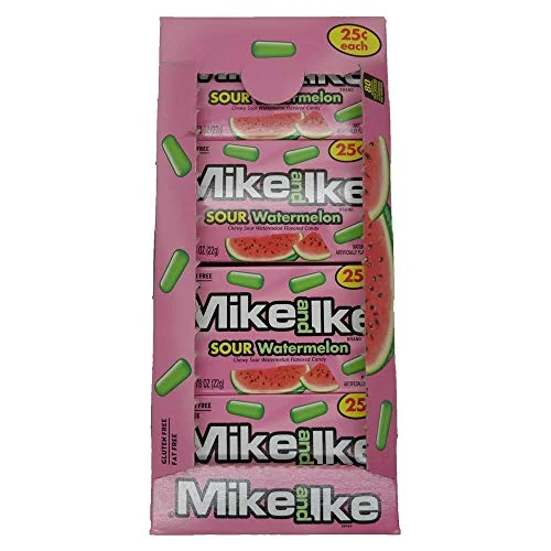 Mike and Ike Sour Watermelon Chewy Candies – Case of 24 0.78-oz. Box