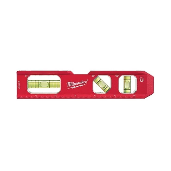Milwaukee 48-22-5107 Compact Billet Torpedo Level, 7 in L, 3-Vial, Magnetic, Aluminum, Red