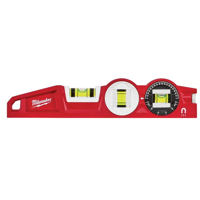 Milwaukee 48-22-5210 Torpedo Level, 10 in L, 3-Vial, Magnetic, Aluminum, Red