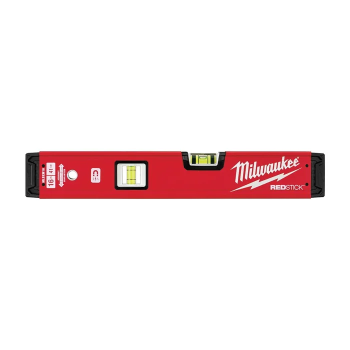 Milwaukee REDSTICK Series MLBXM16 Magnetic Box Level, 16 in L, 2-Vial, Magnetic, Aluminum, Red