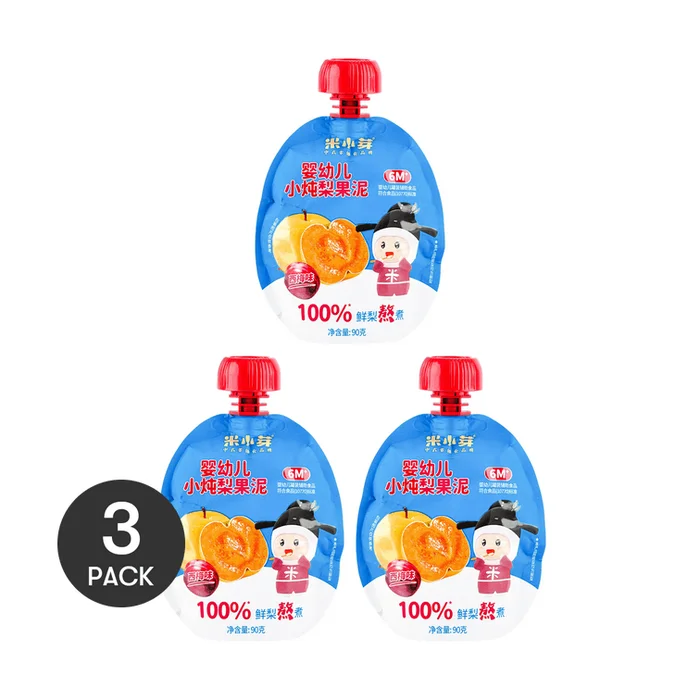 Mini Stewed Pear Puree, Plum Flavor 3.17 oz*3 【Value Pack】