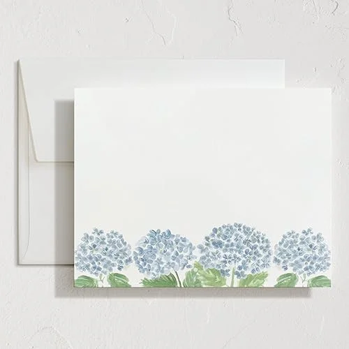 Minted Hydrangea Love Mother's Day Stationery Cards 10 Count, Blank Cards and Envelopes For Thank You Notes, Invitations & Handwritten Messages, Note Cards & Stationery Set, Gifts for Women, Blue Color Theme