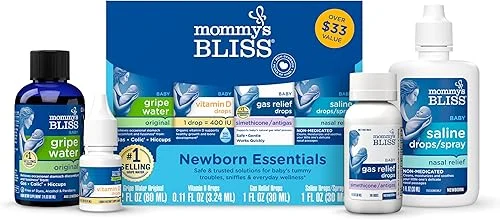 Mommy's Bliss Newborn Essentials Gift Set, Includes Gripe Water, Baby Vitamin D/Gas Drops and Gentle Saline Drops/Spray