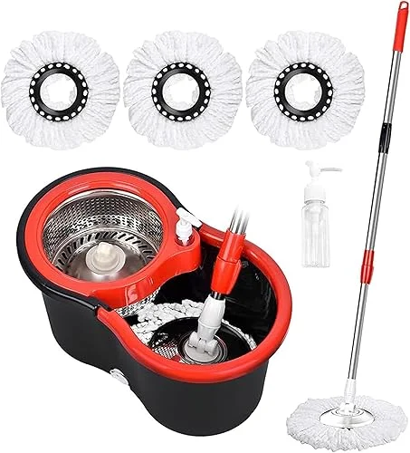 Mop and Bucket with Wringer Set,360°Microfiber Spin Mop with Bucket and Mop Heads Self Wringing Spinning Mop. Floor Cleaning,Mop Bucket Set for Home