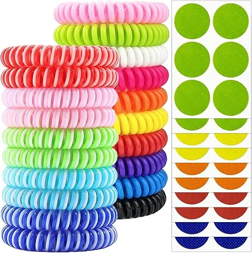 Mosquito Repellent Bracelets 20 Pack, Individually Wrapped Mosquito Repellent Bands with 60 Pcs Mosquito Repellent Stickers Patches, DEET Free Insect Bug Mosquito Repellent Wristbands for Adults Kids