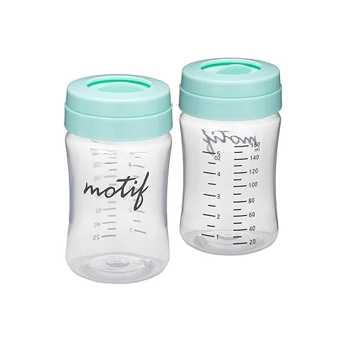 Motif Medical Breast Milk Storage Bottles for the Luna Breast Pump – Two 160mL Bottles for Breast Pump, With Sealing Discs – Milk Collection Containers