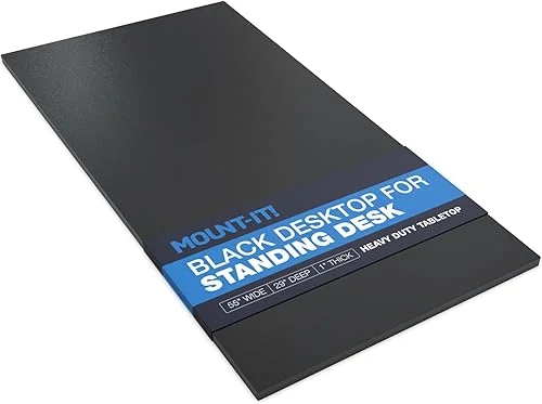 Mount-It! Table Top for Standing Wood Desk Top – 55′ Wide, 29′ Deep, 1′ Thick, Heavy Duty Black Wood Desk Table Top, Solid One Piece Tabletop for Adjustable Desk – Desk Legs Frame Sold Separately