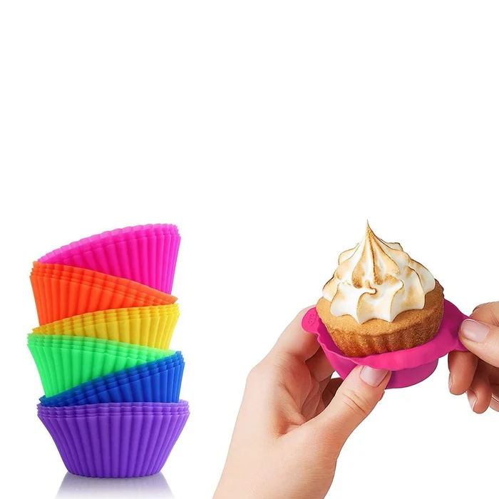 Multicolored Reusable Silicone Baking Cups (48-Piece)