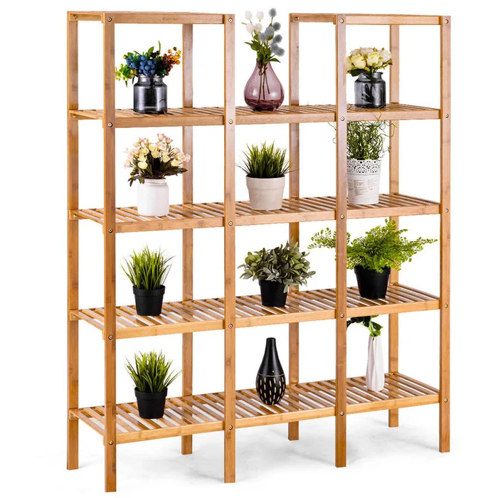 Multifunctional 5-Tier Bamboo Display Shelf