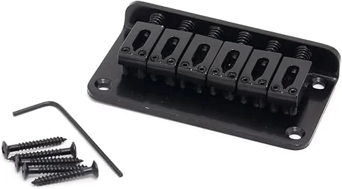 Musiclily 52.5mm Fixed Hardtail Bridge for 6 String Fender Strat Tele Electric Guitar, Black