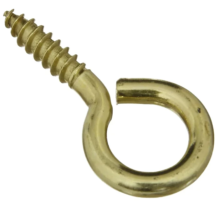 N119-362 Screw Eye, #8, 1/2 In L Thread, 1-5/8 In Oal, Brass