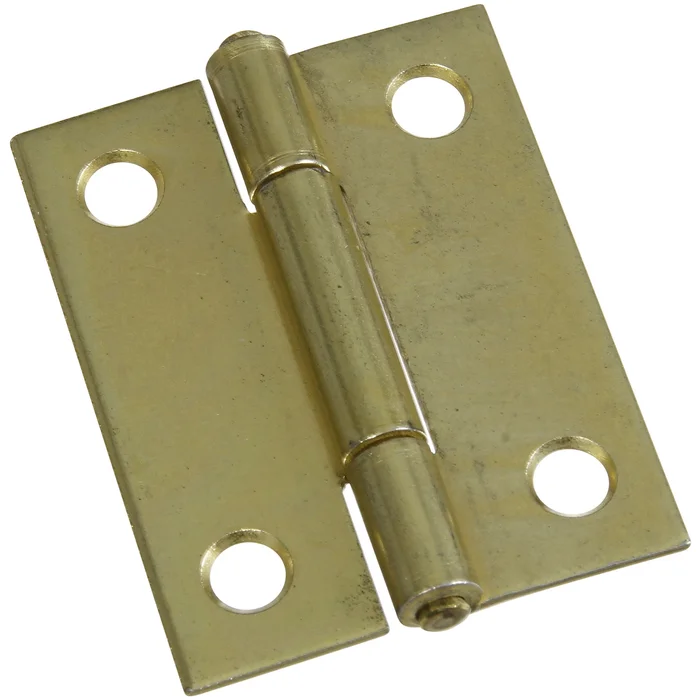 N146-175 Narrow Hinge, 2 In W Frame Leaf, 0.056 In Thick Frame Leaf, Steel, Brass, Fast Spun Pin
