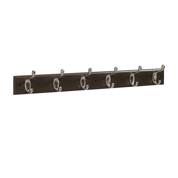 National Hardware DPV8170 S813-006 Hook Rail, 6-Hook, Wood, Satin Nickel