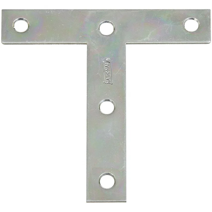 National Hardware V116 Series N113-753 T-Plate, 4 in L, 0.07 in Thick, Steel, Zinc