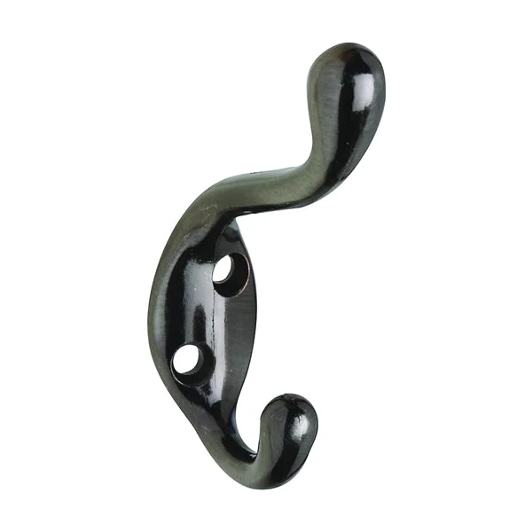 National Hardware V166 N330-894 Coat and Hat Hook, 75 lb, Zinc, Pewter
