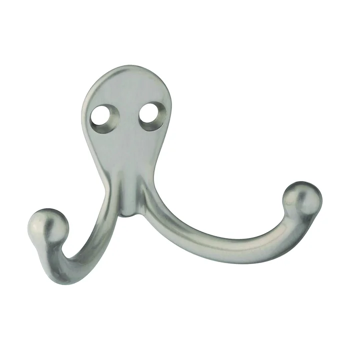 National Hardware V1963 N326-454 Cloth Hook, 35 lb, 2-Hook, Brass, Satin Nickel