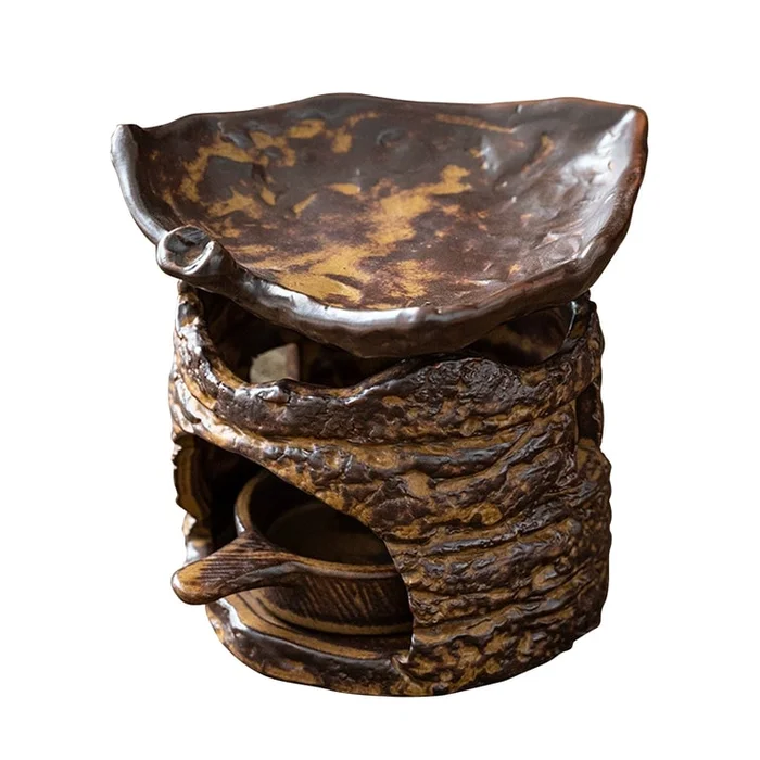 New Candle Essential Oil Tea Ceremony Baking Plate Home Decor Set Three Piece Tree Stump and Leaf Set F