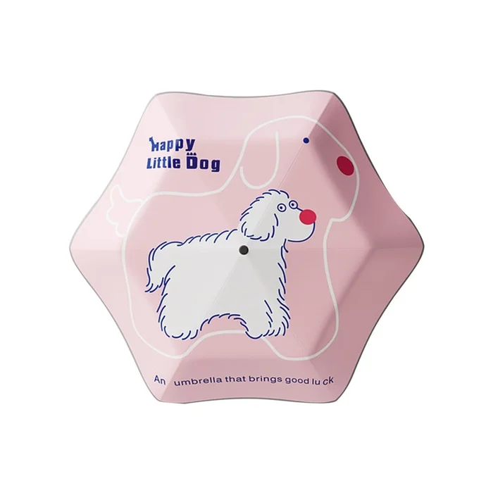 New Cartoon Rounded Corner Safety Weather Dual-Use Buckle 6-Bone Children's Umbrella Cute Pet Time F