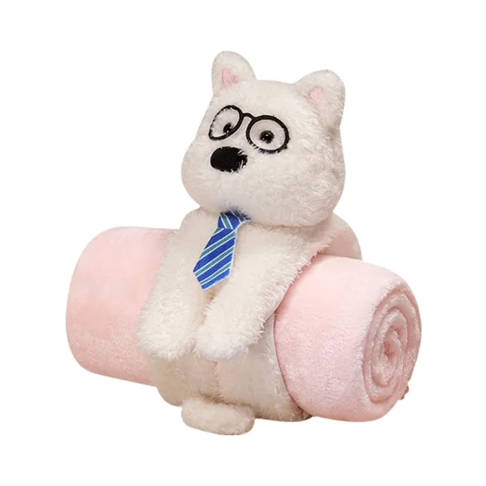 New Cartoon West Highland 3D Plush Blanket Western Highland Dog Glasses Style 80*100cm