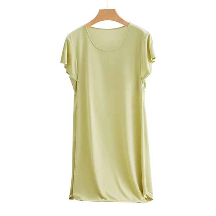 New Casual Dopamine Small Fly Sleeve Nightgown For Home Wear Cloud Bamboo Green L