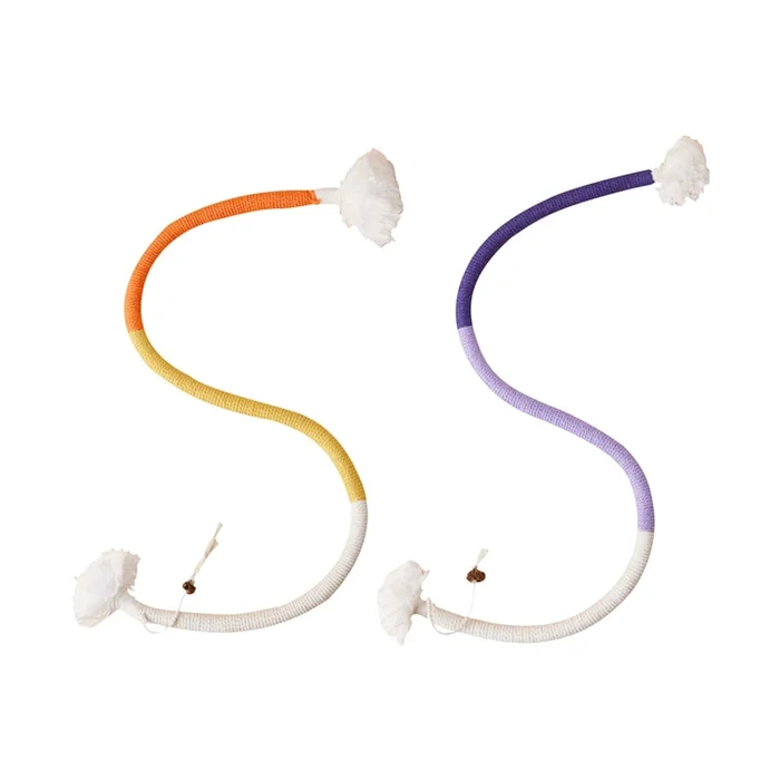 New Cat Self Pleasuring Teeth Grinding Biting Rope Toy 【Upgraded Ball Carrying 2-piece Set】 Wanshi Orange+Juejue Purple