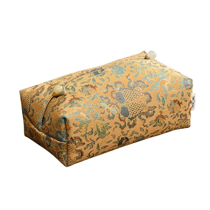 New Chinese Embroidered Fabric Tissue Box Goldfish F