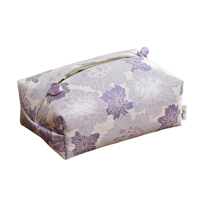 New Chinese Embroidered Fabric Tissue Box Ziyan F
