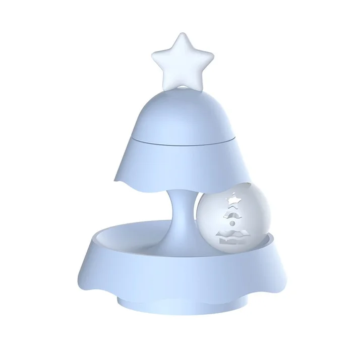 New Christmas Tree Track Turntable Glowing Ball Catnip Pet Supplies Two-Layer Model – Blue F