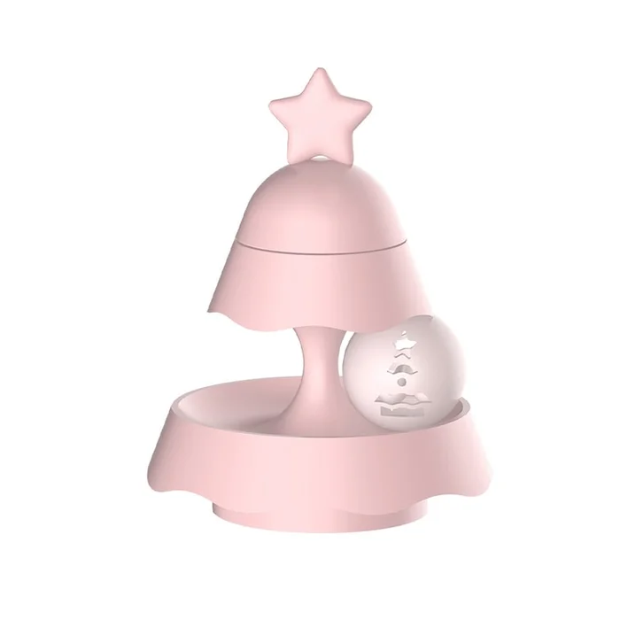 New Christmas Tree Track Turntable Glowing Ball Catnip Pet Supplies Two-Layer Model – Pink F