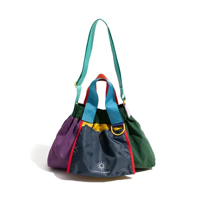 New Color Blocked Minimalist Dopamine Tote Bag Green Medium