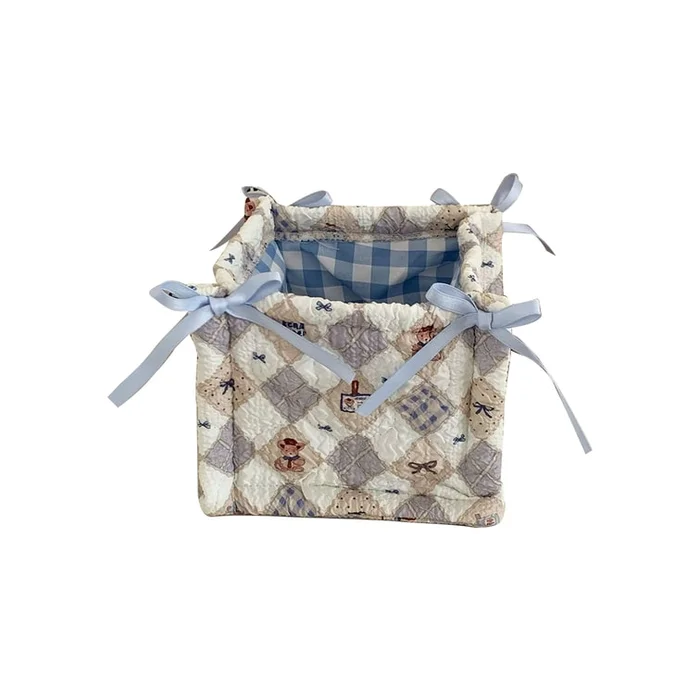 New Cute Quilted Neat Desktop Storage Basket Diamond Bear – Small