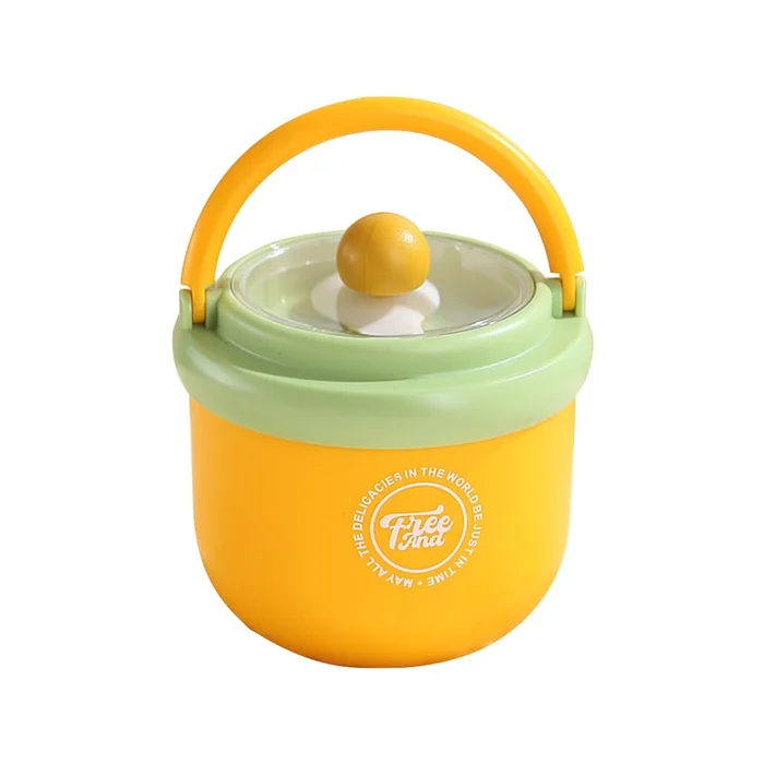 New Portable 304 Stainless Steel Breakfast Cup Insulated Lunch Box Dopamine Orange F