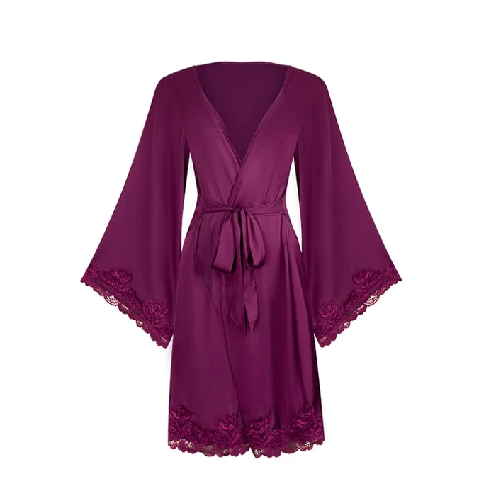 New product: Elegant Sexy Lace Patchwork Slim Fit Nightgown Purple L 「168cm~178cm」 1 set