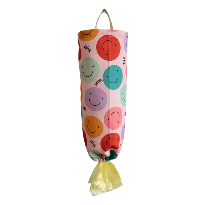New Small Fresh Printed Garbage Bag Storage Hanging Bag Smiling Face Style F