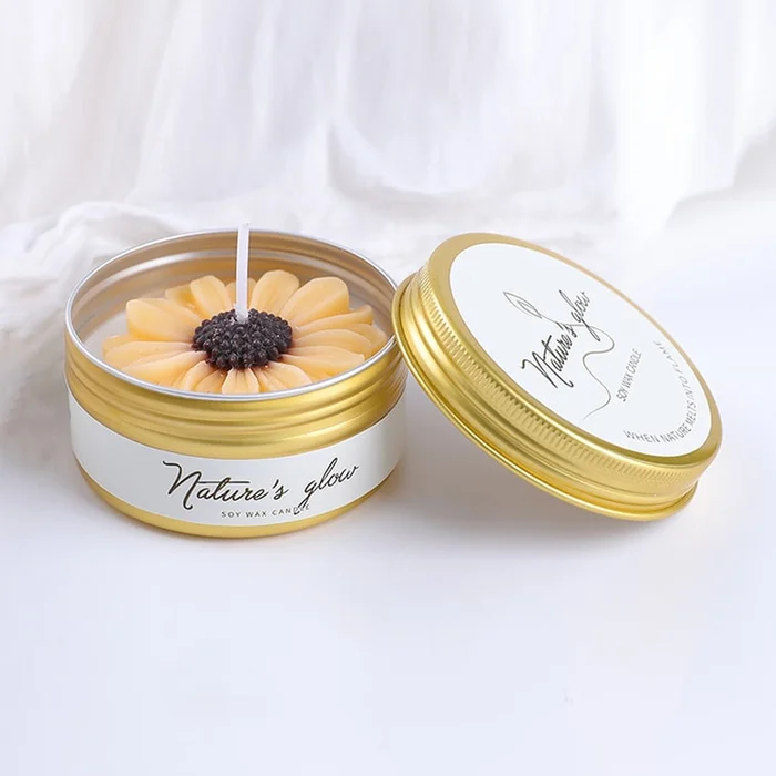 New Small Iron Can Aromatherapy Candle Bright Orange Blossoms F