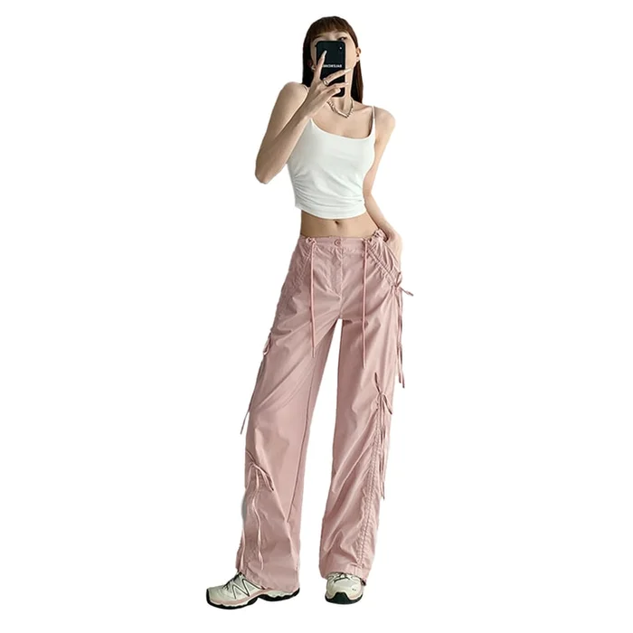 New Sweet Cool Spicy Girl Design Bow Work Pants Pink S