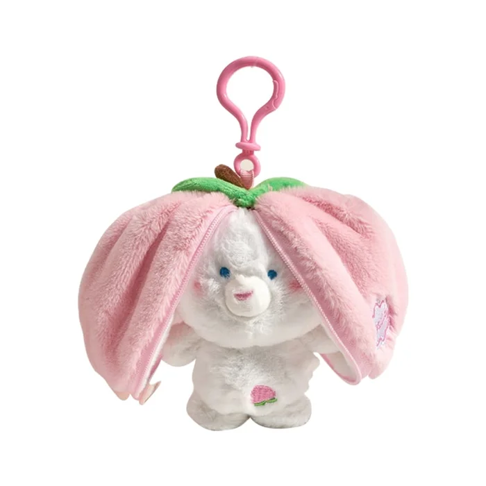 New Transformed Fruit Animal Creative Plush Doll Keychain Bag Pendant Peach Rabbit F