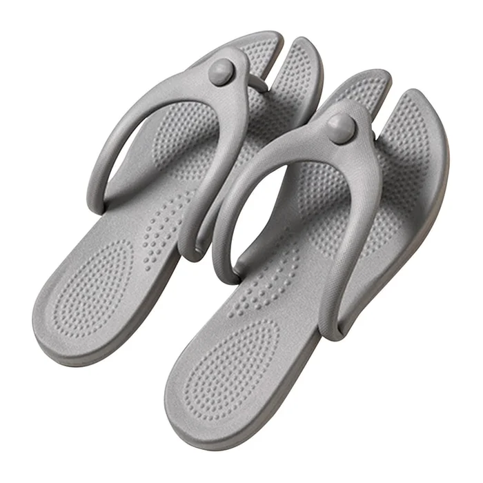 New Travel Portable Folding Slippers Grey+Storage Bag F