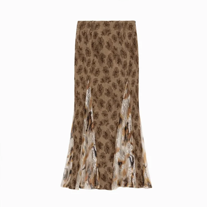 New Wasteland Style Design With A High Waist And Fish Tail Half Skirt In Khaki Color S