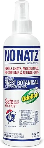 No Natz Botanical Bug Repellant, Effective for Gnat, Mosquito, and Biting Flies, Hand-Crafted and DEET-Free, Non-Greasy Formula, 8 Ounce Spray Bottle