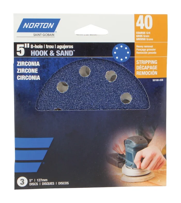 Norton Prosand Ceramic Hook And Loop Sanding Disc 40 Grit Extra Coarse 3 Pk 5 In.
