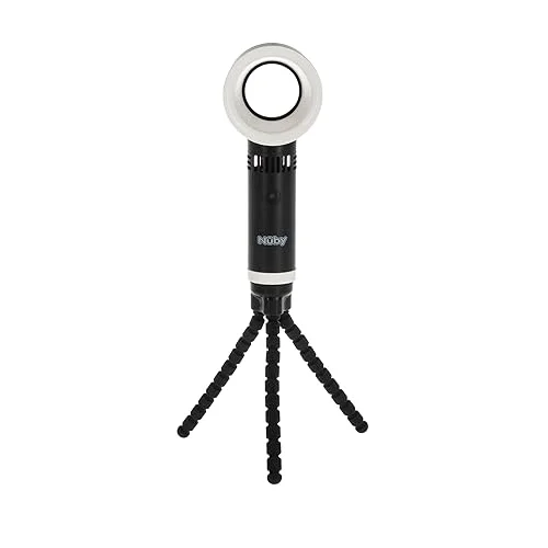 Nuby Baby Safe Bladeless Quiet Cooling Fan with Flexible Tripod Legs | 3 Cooling Modes | Rechargeable USB Cord Included | Black