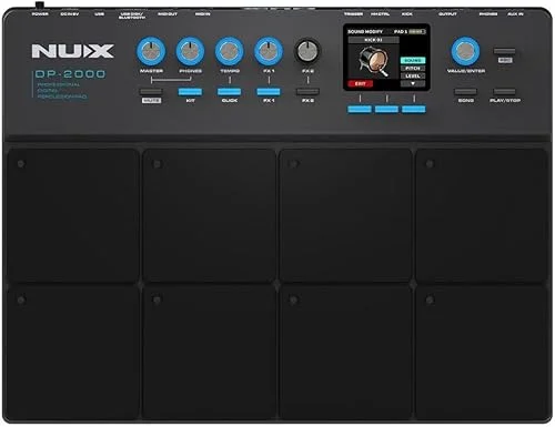 NUX DP-2000 8-Velocity Sensitive Independent Strike Percussion Pad with LED Lights, UI Interactive Interface, Six On-Board Effects, and Wavimport Function