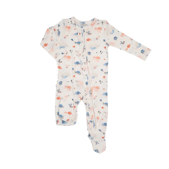 Ocean Cuddles 2-way Ruffle Back Zipper Footie