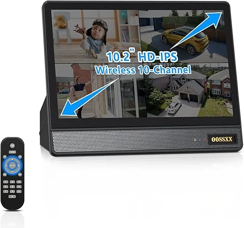 OOSSXX (5MP 10CH All in One NVR) 10.1'' LCD Monitor for Home Security Cameras Wireless Outdoor Security Camera System,WiFi NVR Network Surveillance Video Recorder Indoor House Alarm