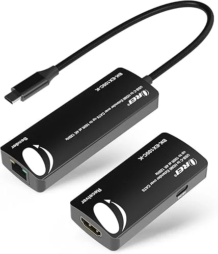 OREI 4K 120Hz USB-C to HDMI Over Ethernet Extender Over CAT6/7, 4K, Up to 100ft with HDR & Audio Over Ethernet