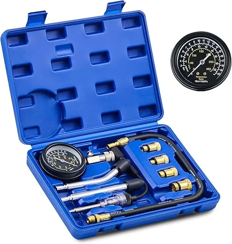 Orion Motor Tech Engine Compression Tester, 9 pc Fuel Pressure Gauge Set with Spark Plug Tester for Small Engines, Cylinder Leak Down Tester for Gas Petrol Engines, Automotive Fuel Pressure Test Kit