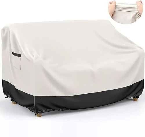 Outdoor Couch Cover Waterproof- 600D Heavy Duty 2 – Seater Outdoor Sofa Cover, Double-Stitched,Windproof And Tear-Resistant Patio Furniture Covers, Outdoor Furniture Cover 60x34x30 Inch