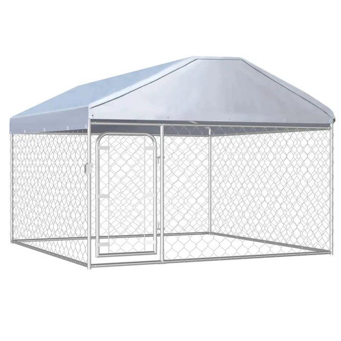 Outdoor Dog Kennel with Roof 78.7″x78.7″x53.1″
